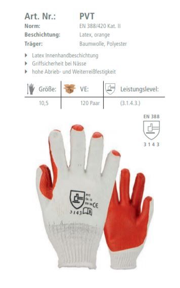 Latex Handschuh PVT 3143 Gr. 10